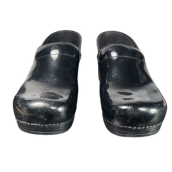 DANSKO Black Petrol Patent Leather Professional Clogs Womens Shoes SIZE 41 Nurse - Picture 5 of 11